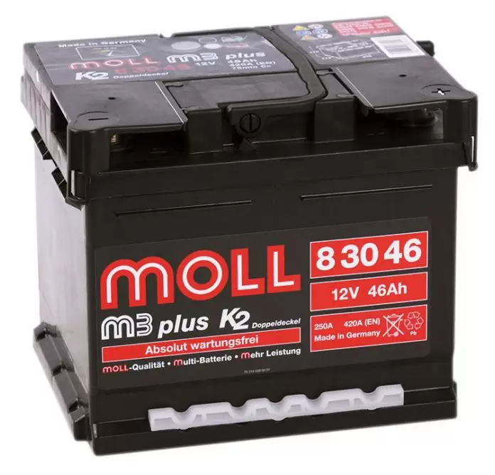 Аккумулятор автомобильный MOLL M3plus 6СТ-46 Ач обр. (низкий)