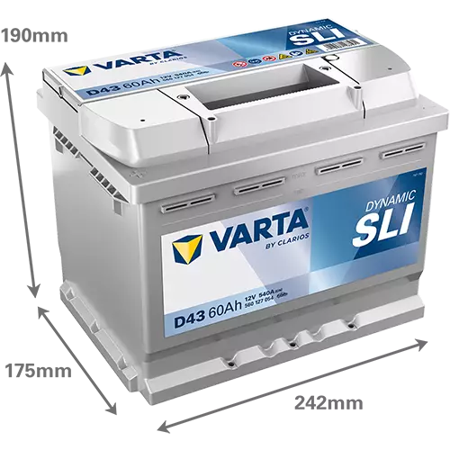 Аккумулятор автомобильный Varta Dynamic SLI D43 6СТ-60 Ач прям.