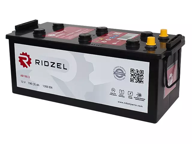 Аккумулятор грузовой Ridzel VLR 190 Ah 1350 A ОП (513x223x223) конус D5