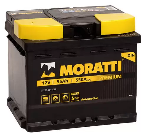 Аккумулятор автомобильный Moratti 6СТ-55 Ач прям. (низкий кубик)