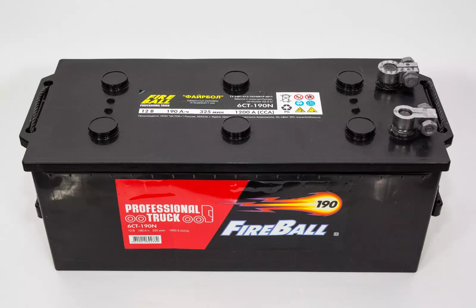 Аккумулятор автомобильный FIRE BALL 6ст-190 (3) NR 690131020 190.0 Ah 1200 A ОП (513x223x217) D5