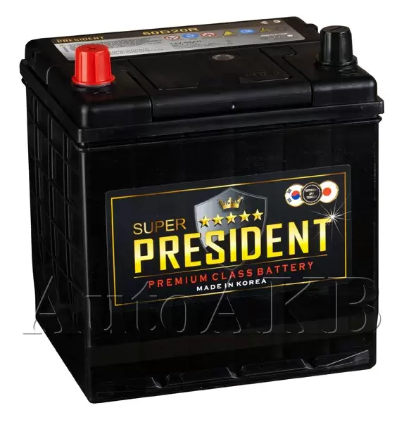 Аккумулятор автомобильный Super President 50D20R B1 6СТ-55 Ач прям.