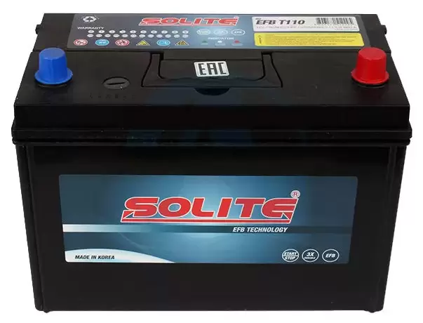 Аккумулятор автомобильный Solite EFB T110 Start-Stop 6СТ-90 Ач обр. борт
