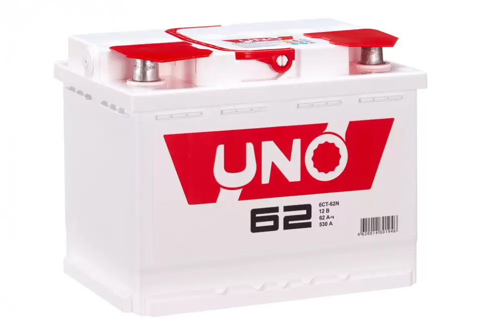 Аккумулятор автомобильный UNO 6СТ-62N 62Ач 530А пп (арт.562107010)