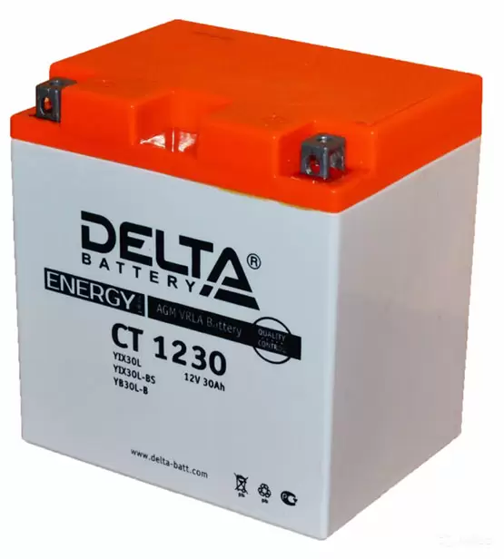Аккумулятор Delta MOTO CT 1230 (YTX30L, YTX30L-BS, YB30L-B)  30 Ач