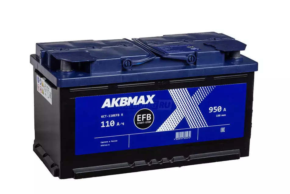 Аккумулятор автомобильный AKBMAX EFB 110R ОП 950A (353x175x190) L5 110 Ач