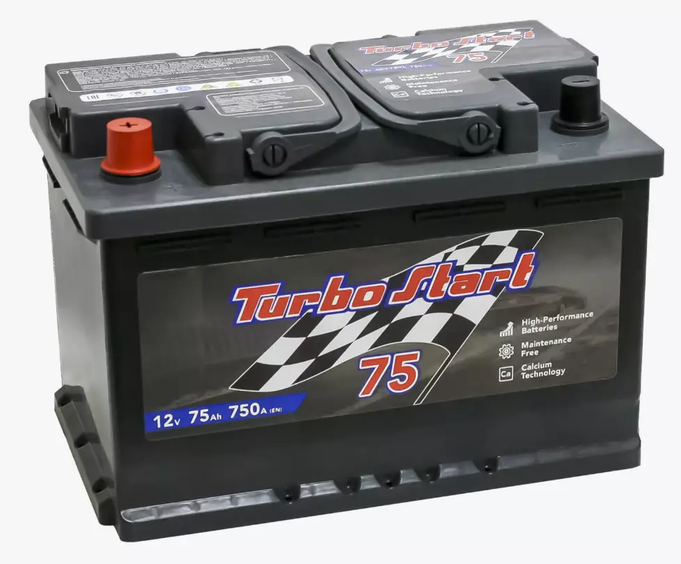 Автомобильный аккумулятор TURBO START 6CT-75VL L 75.1 Ah 750 A ПП (278x175x190) L3