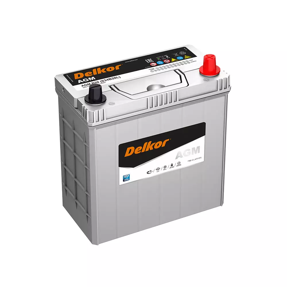 Аккумулятор автомобильный Delkor AGM S34B20L 35.0 Ah 340 A ОП