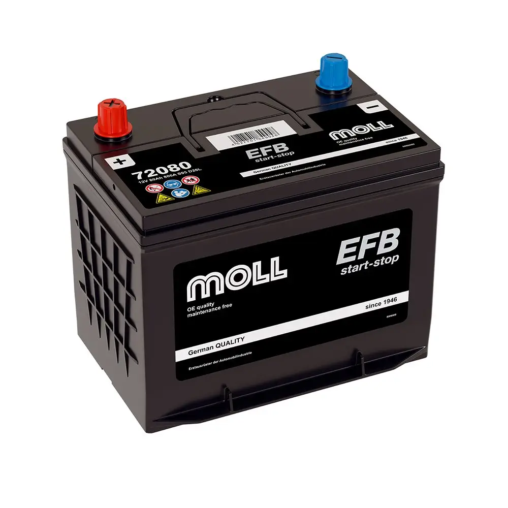 Аккумулятор автомобильный MOLL EFB 80.0 Ah 750 A ОП (260x172x220) (D26L, 72080)