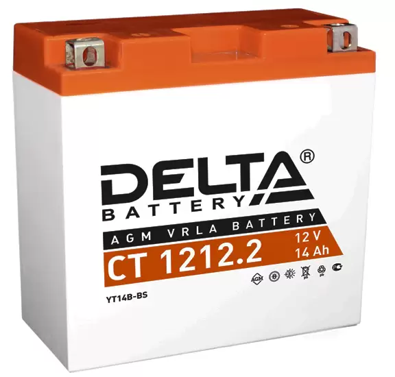 Аккумулятор Delta МОТО СТ 1212.2 (YT14B-BS) 12 Ач