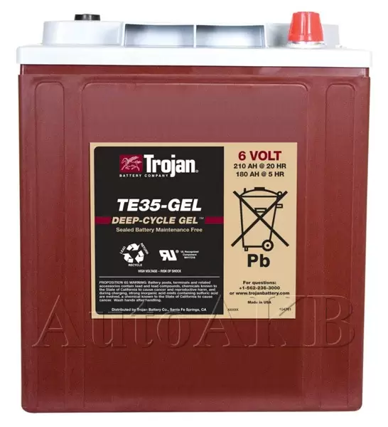 Аккумулятор тяговый Trojan TE35-GEL 6V (гелевый) 210 Ач