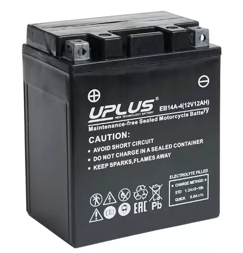 Аккумулятор мото UPLUS High Performance EB14A-4 12 Ah 210 A ПП (YTX14AH-BS/ YTX14AH/ YB14-BS) (133x90x164)