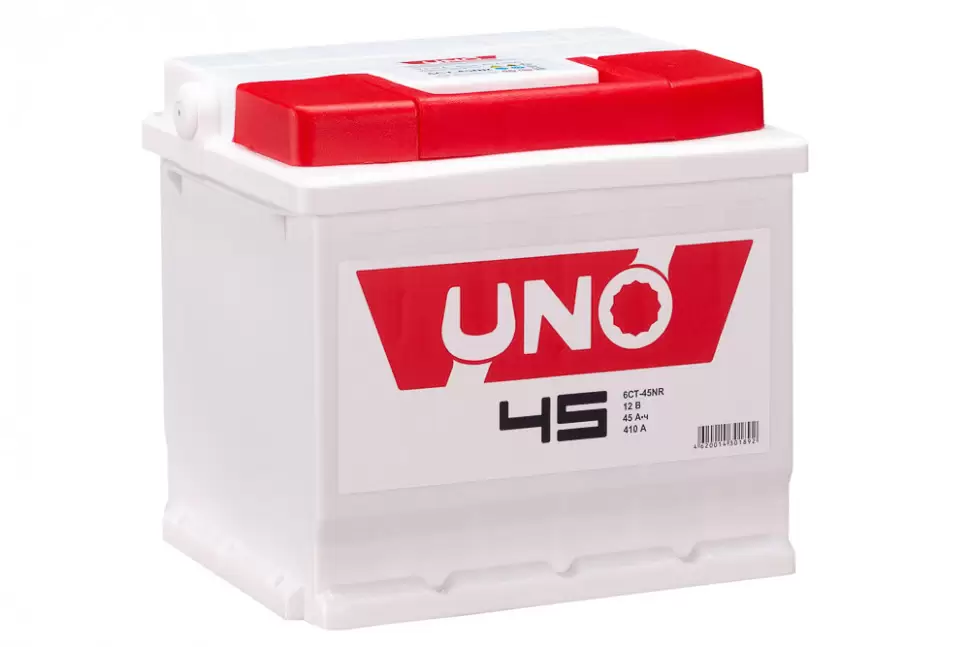 Аккумулятор автомобильный UNO 6СТ-45NR 45Ач 410А оп (арт.545104010)