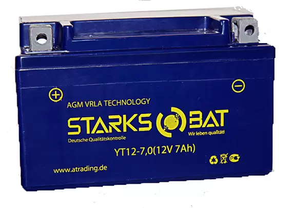 Аккумулятор мотоциклетный STARKSBAT YT12-7 (AGM) 7 Ач