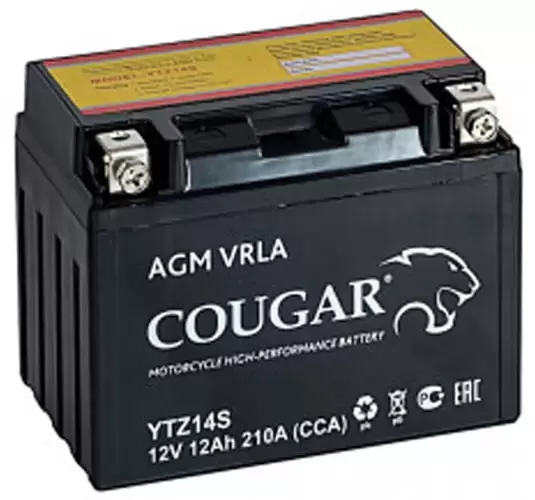 Аккумулятор мотоциклетный COUGAR AGM VRLA 12V12 YTZ14S 12 Ач